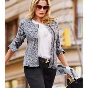 CAbi Cliffside Zip-Up Lightweight Patterned Moto Jacket Womens Size M Multicolor